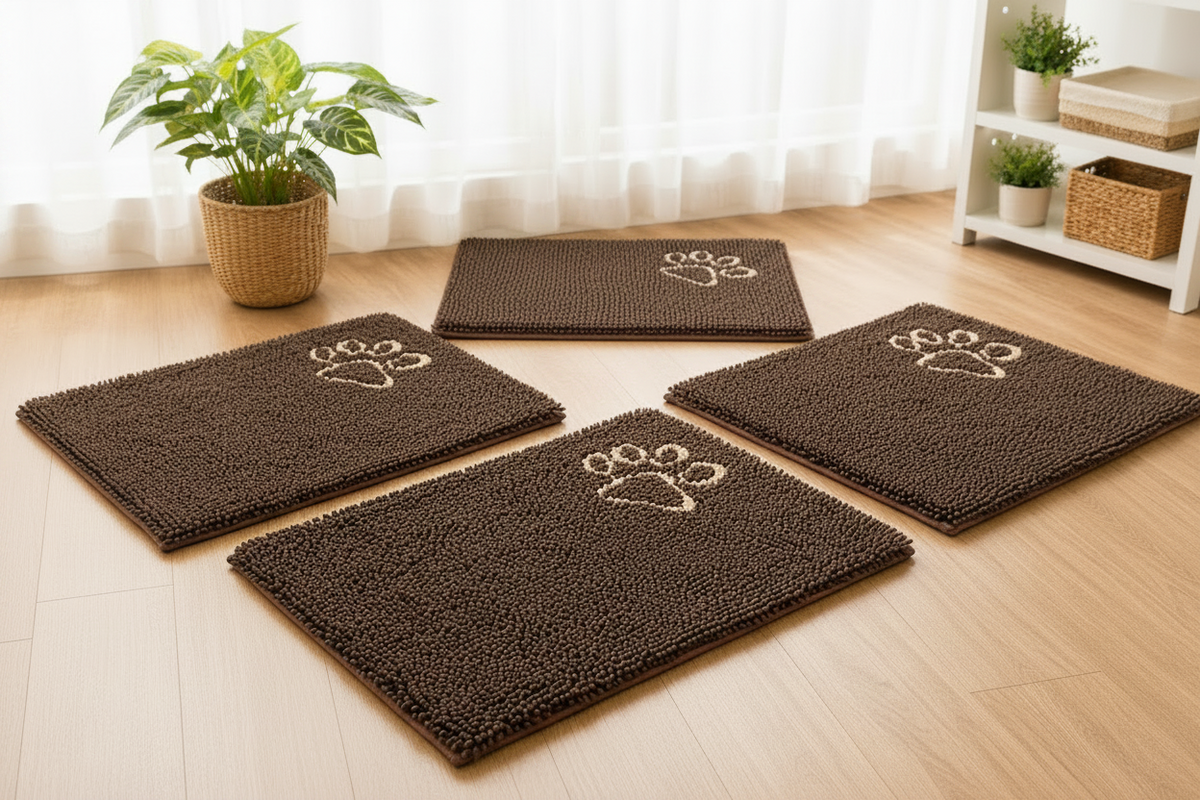 4-Pack Chenille Paw Drying Mats