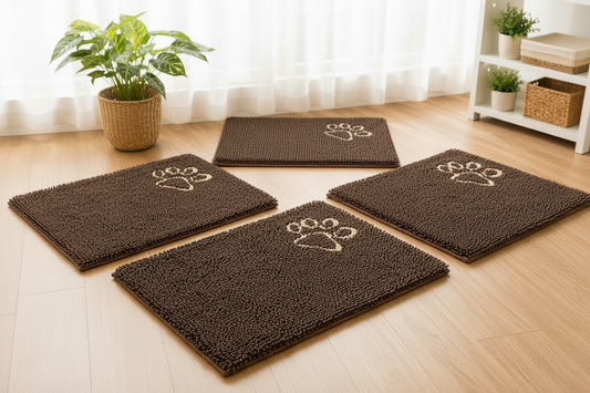 4-Pack Chenille Paw Drying Mats
